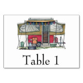 かわいいRVのヴィンテージのポップアップキャンピングカー旅行トレーラー テーブルナンバー (正面)