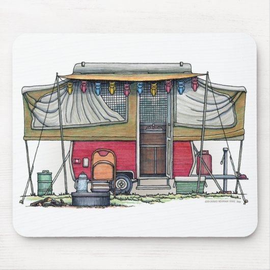 かわいいRVのヴィンテージのポップアップキャンピングカー旅行トレーラー マウスパッド (正面)