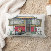 かわいいRVのヴィンテージのポップアップキャンピングカー旅行トレーラー ランバークッション (ブランケット)