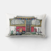 かわいいRVのヴィンテージのポップアップキャンピングカー旅行トレーラー ランバークッション (裏面)