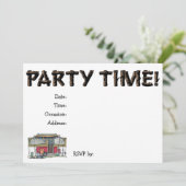 かわいいRVのヴィンテージのポップアップキャンピングカー旅行トレーラー 招待状 (スタンド正面)