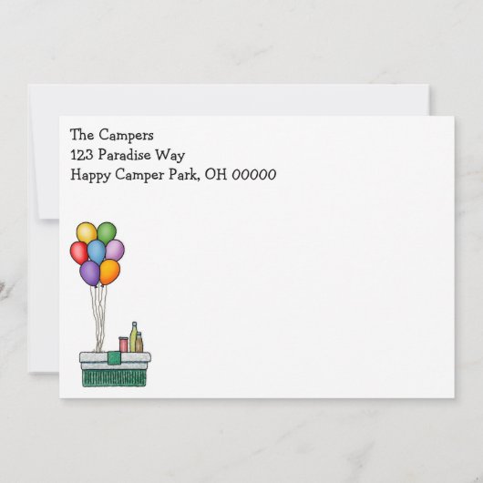 かわいいRVのヴィンテージのポップアップキャンピングカー旅行トレーラー 招待状 (裏面)