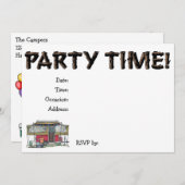 かわいいRVのヴィンテージのポップアップキャンピングカー旅行トレーラー 招待状 (正面/裏面)