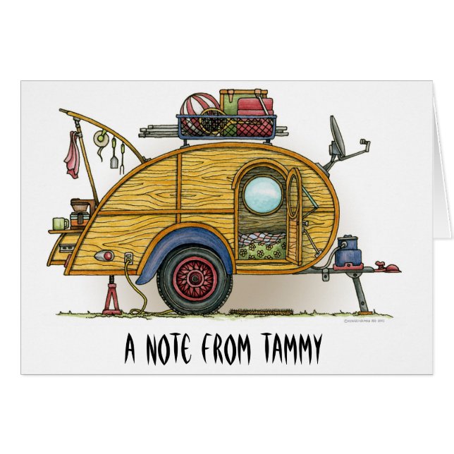 かわいいRVのヴィンテージの涙のキャンピングカー旅行トレーラー (正面横)