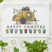 かわいいRVのヴィンテージの涙のキャンピングカー旅行トレーラー キッチンタオル (折り畳み)