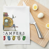 かわいいRVのヴィンテージの涙のキャンピングカー旅行トレーラー キッチンタオル (四つ折り)