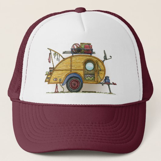 かわいいRVのヴィンテージの涙のキャンピングカー旅行トレーラー キャップ (正面)