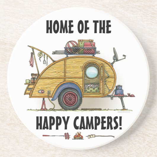 かわいいRVのヴィンテージの涙のキャンピングカー旅行トレーラー コースター (正面)