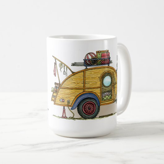かわいいRVのヴィンテージの涙のキャンピングカー旅行トレーラー コーヒーマグカップ (正面右)