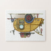 かわいいRVのヴィンテージの涙のキャンピングカー旅行トレーラー ジグソーパズル (横)