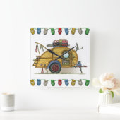 かわいいRVのヴィンテージの涙のキャンピングカー旅行トレーラー スクエア壁時計 (ホーム)