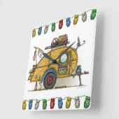 かわいいRVのヴィンテージの涙のキャンピングカー旅行トレーラー スクエア壁時計 (傾斜)