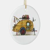 かわいいRVのヴィンテージの涙のキャンピングカー旅行トレーラー セラミックオーナメント (右)