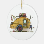 かわいいRVのヴィンテージの涙のキャンピングカー旅行トレーラー セラミックオーナメント (左)