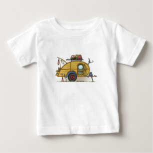 かわいいRVのヴィンテージの涙のキャンピングカー旅行トレーラー ベビーTシャツ