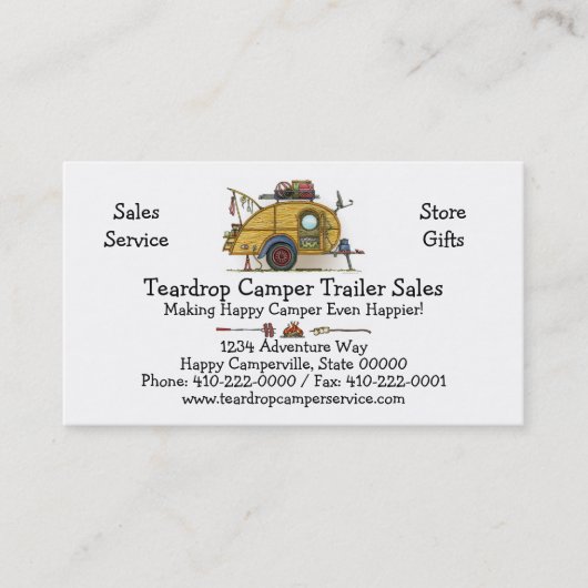 かわいいRVのヴィンテージの涙のキャンピングカー旅行トレーラー 名刺 (正面)