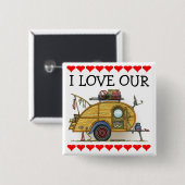 かわいいRVのヴィンテージの涙のキャンピングカー旅行トレーラー 缶バッジ (正面&裏面)