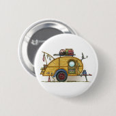 かわいいRVのヴィンテージの涙のキャンピングカー旅行トレーラー 缶バッジ (正面&裏面)