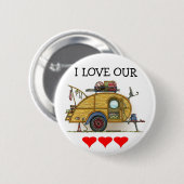 かわいいRVのヴィンテージの涙のキャンピングカー旅行トレーラー 缶バッジ (正面&裏面)