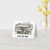 かわいいRVのヴィンテージの第5車輪のキャンピングカー旅行トレーラー カード (黄色い花)