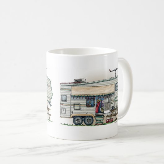 かわいいRVのヴィンテージの第5車輪のキャンピングカー旅行トレーラー コーヒーマグカップ (正面右)