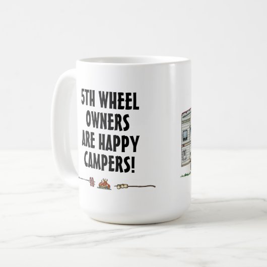 かわいいRVのヴィンテージの第5車輪のキャンピングカー旅行トレーラー コーヒーマグカップ (正面左)