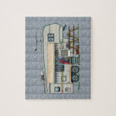 かわいいRVのヴィンテージの第5車輪のキャンピングカー旅行トレーラー ジグソーパズル (縦)