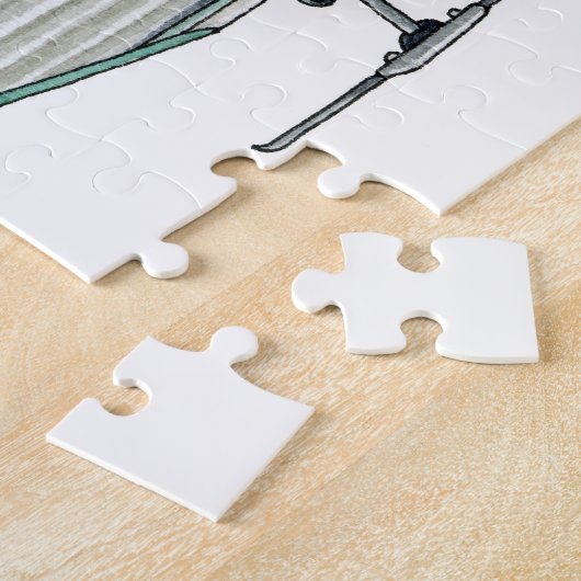 かわいいRVのヴィンテージの第5車輪のキャンピングカー旅行トレーラー ジグソーパズル (側面)