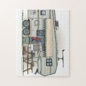 かわいいRVのヴィンテージの第5車輪のキャンピングカー旅行トレーラー ジグソーパズル (縦)