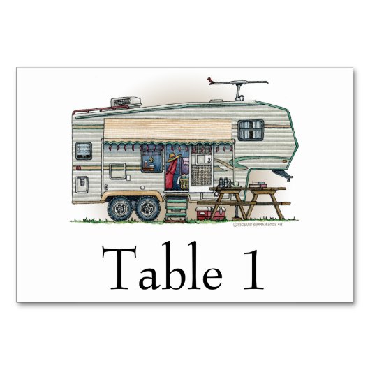 かわいいRVのヴィンテージの第5車輪のキャンピングカー旅行トレーラー テーブルナンバー (裏面)