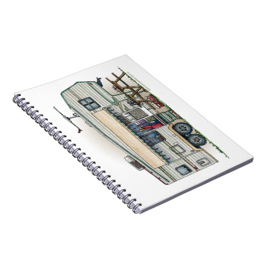 かわいいRVのヴィンテージの第5車輪のキャンピングカー旅行トレーラー ノートブック (右側)