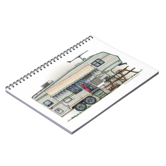 かわいいRVのヴィンテージの第5車輪のキャンピングカー旅行トレーラー ノートブック (左側)