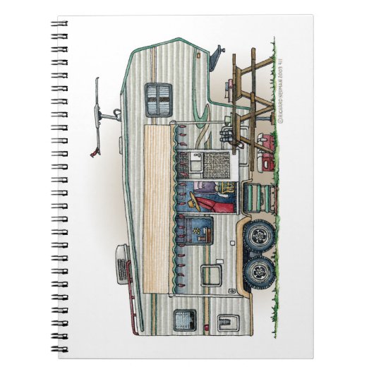 かわいいRVのヴィンテージの第5車輪のキャンピングカー旅行トレーラー ノートブック (正面)
