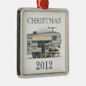 かわいいRVのヴィンテージの第5車輪のキャンピングカー旅行トレーラー メタルオーナメント (右)