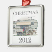 かわいいRVのヴィンテージの第5車輪のキャンピングカー旅行トレーラー メタルオーナメント (左)