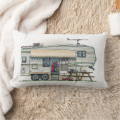 かわいいRVのヴィンテージの第5車輪のキャンピングカー旅行トレーラー ランバークッション (ブランケット)