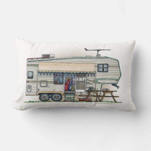 かわいいRVのヴィンテージの第5車輪のキャンピングカー旅行トレーラー ランバークッション (正面)