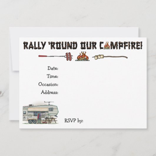 かわいいRVのヴィンテージの第5車輪のキャンピングカー旅行トレーラー 招待状 (正面)