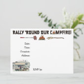 かわいいRVのヴィンテージの第5車輪のキャンピングカー旅行トレーラー 招待状 (スタンド正面)