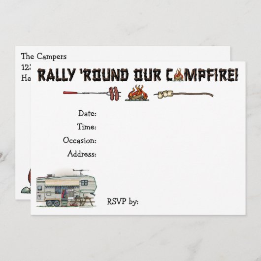 かわいいRVのヴィンテージの第5車輪のキャンピングカー旅行トレーラー 招待状 (正面/裏面)