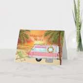 かわいいRVキャンパーホットウィーズビーチクリスマス シーズンカード (正面)