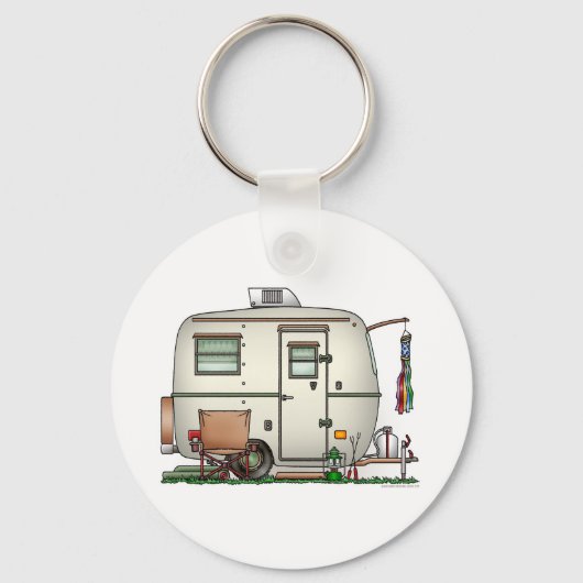 かわいいRVヴィンテージガラス卵キャンパー旅行トレーラー キーホルダー (正面)