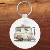 かわいいRVヴィンテージガラス卵キャンパー旅行トレーラー キーホルダー (正面)