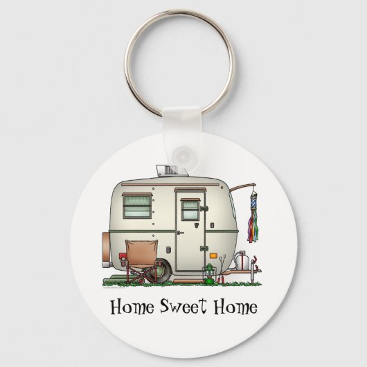 かわいいRVヴィンテージガラス卵キャンパー旅行トレーラー キーホルダー (正面)