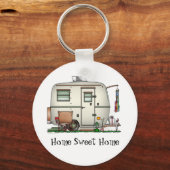 かわいいRVヴィンテージガラス卵キャンパー旅行トレーラー キーホルダー (正面)