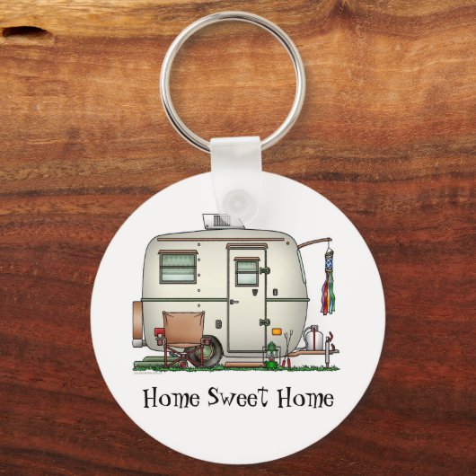 かわいいRVヴィンテージガラス卵キャンパー旅行トレーラー キーホルダー (正面)