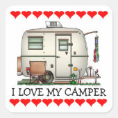 かわいいRVヴィンテージガラス卵キャンパー旅行トレーラー スクエアシール (正面)