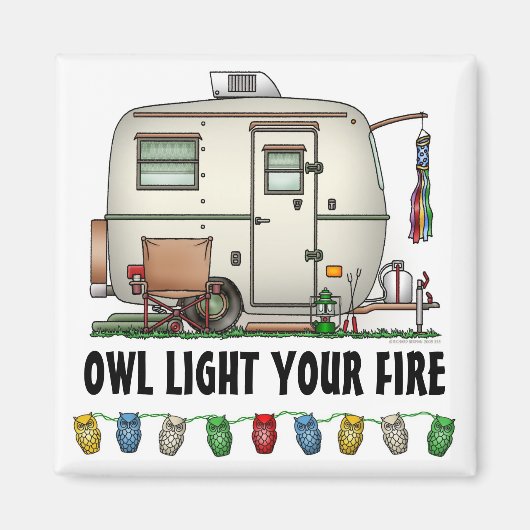 かわいいRVヴィンテージガラス卵キャンパー旅行トレーラー マグネット (正面)