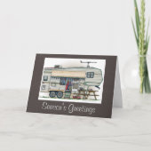 かわいいRVヴィンテージ第5輪キャンパー走行トレーラー シーズンカード (正面)