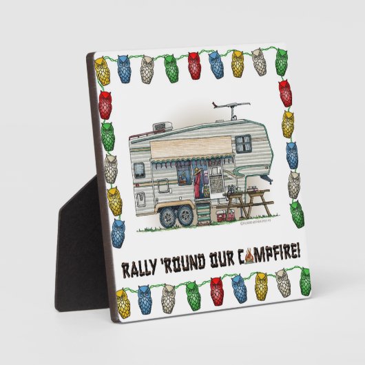 かわいいRVヴィンテージ第5輪キャンパー走行トレーラー フォトプラーク (正面)